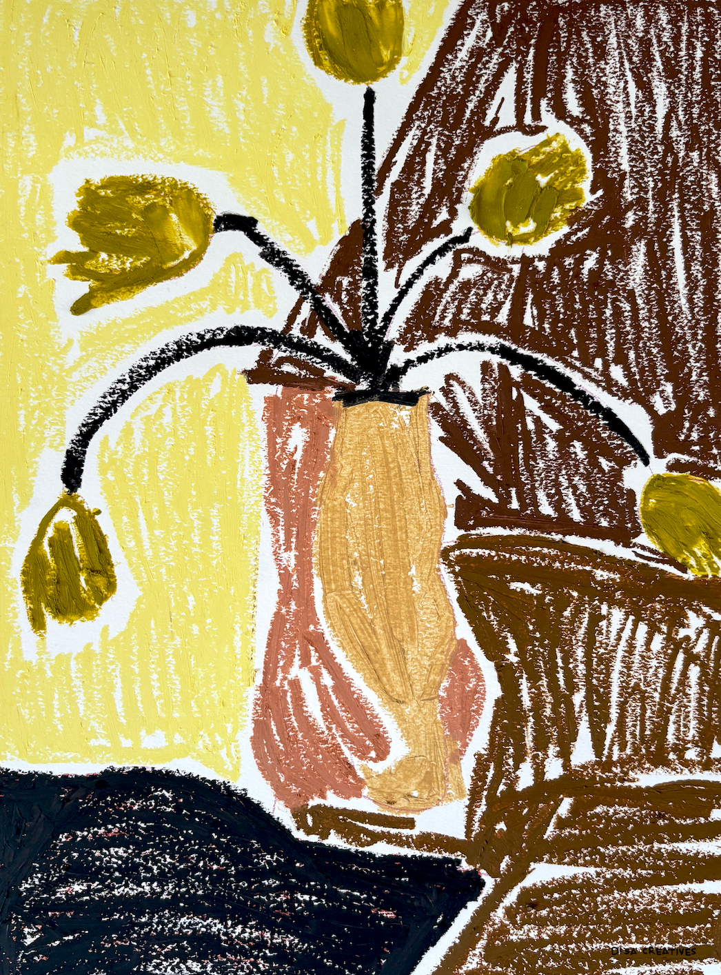 With Flowers In Hand